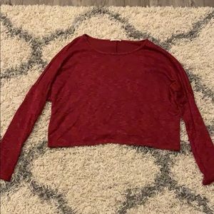 Long Sleeve Cropped Red Sweater
